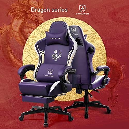 GTPLAYER Gaming Chair with Bluetooth Speakers and Footrest, Dragon Series Vid...