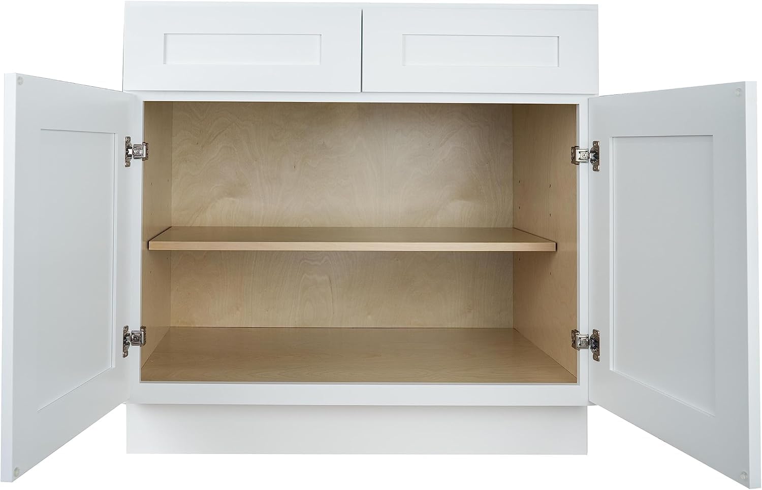 Hollywood Fabiani Design Base Kitchen Cabinet - 33 in. W x 24 in. D x 34.5 in. H, Shaker White, Solid Wood Frame, 1/2-Inch Cabinet-Grade Plywood Box, Soft-Close Door, Ready to Assemble