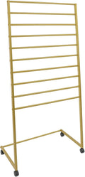 10 Tier Metal Scarf Display Stand with Moving Wheels, Freestanding Scarf Holder Organizer, Commercial Scarf Rack for Clothing Retail Store, Home