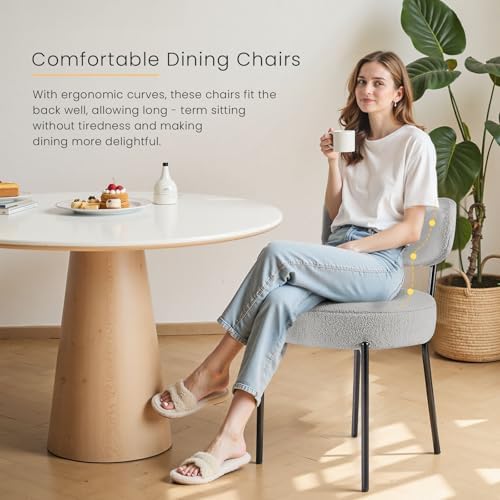 DUMOS Dining Chairs Set of 4, Mid Century Modern Chair Round Upholstered Curv...