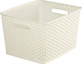 CURVER My Style Large Rectangular Storage Basket, Vintage White, 18 Litre