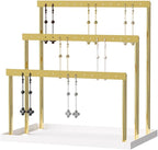 3-Tier Earring Organizer Holder Stand, Metal Jewelry Stand with Tray for Earring Display, 42 Holes Metal Earring Storage Tower Rack for Women Girls Home Use (Gold)