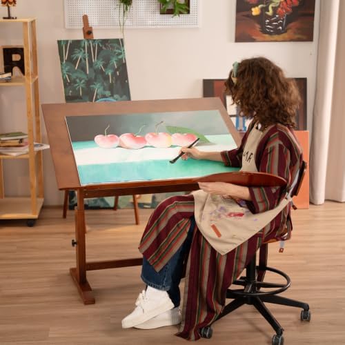 DJAR 42x30 Adjustable Wooden Drafting Table & Art Drawing Desk, Walnut | ...