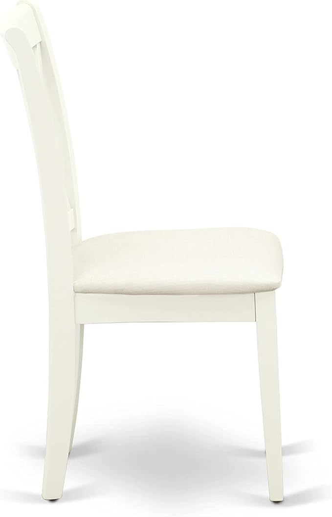 East West Furniture HBCL3-LWH-C 3 Piece Dining Table Set for Small Spaces Contains a Round Dining Room Table with Pedestal and 2 Linen Fabric Upholstered Chairs, 42x42 Inch, Linen White