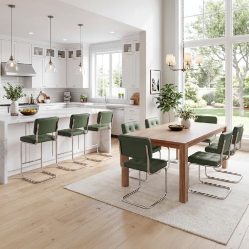 Zesthouse Faux Leather Dining Chairs Set of 4, Industrial Metal Chairs with S...
