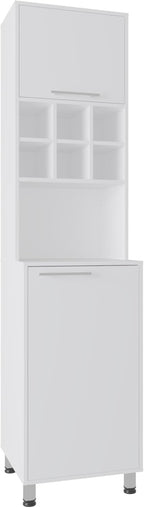19.7" D*19.6" W*80.3" H Kitchen Pantry with 6 Spice Cubbies, 2 Shelves & Single Door, Rectangular Storage Cabinet, Modern Minimalist, for Living Room, Dining Room, White