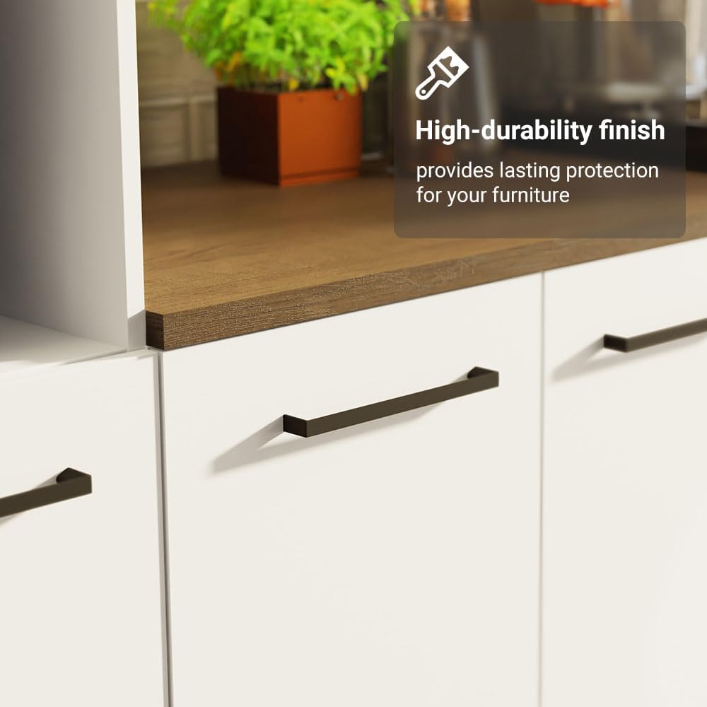 Madesa Hazel 3-Piece Kitchen Storage Set with 3 Doors 3 Open Shelves Pantry C...