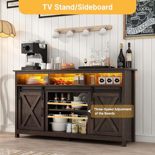 Vinctik 6&Fox 57In Wooden Farmhouse Entertainment Center for 60/65 inch T...
