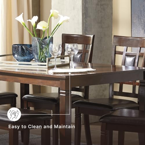 Signature Design by Ashley 6-Piece Dining Table Set with Bench, Dark Brown