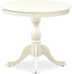 East West Furniture AMGR3-LWH-W 3 Piece Dinette Set for Small Spaces Contains a Round Kitchen Table with Pedestal and 2 Dining Room Chairs, 36x36 Inch, Linen White