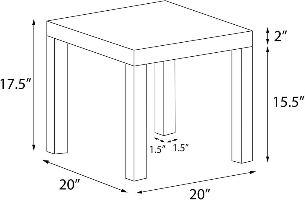Modern Side Table 20 Inch Square End Table Wood Look Nightstand for Living Ro...