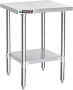 DuraSteel 30x24 Stainless Steel Work Table - NSF Commercial Prep Metal Table - Outdoor Pizza Oven Stand w/Under Shelf - Kitchen Island Laundry Utility Garage Microwave Stand Large Rolling Storage Cart