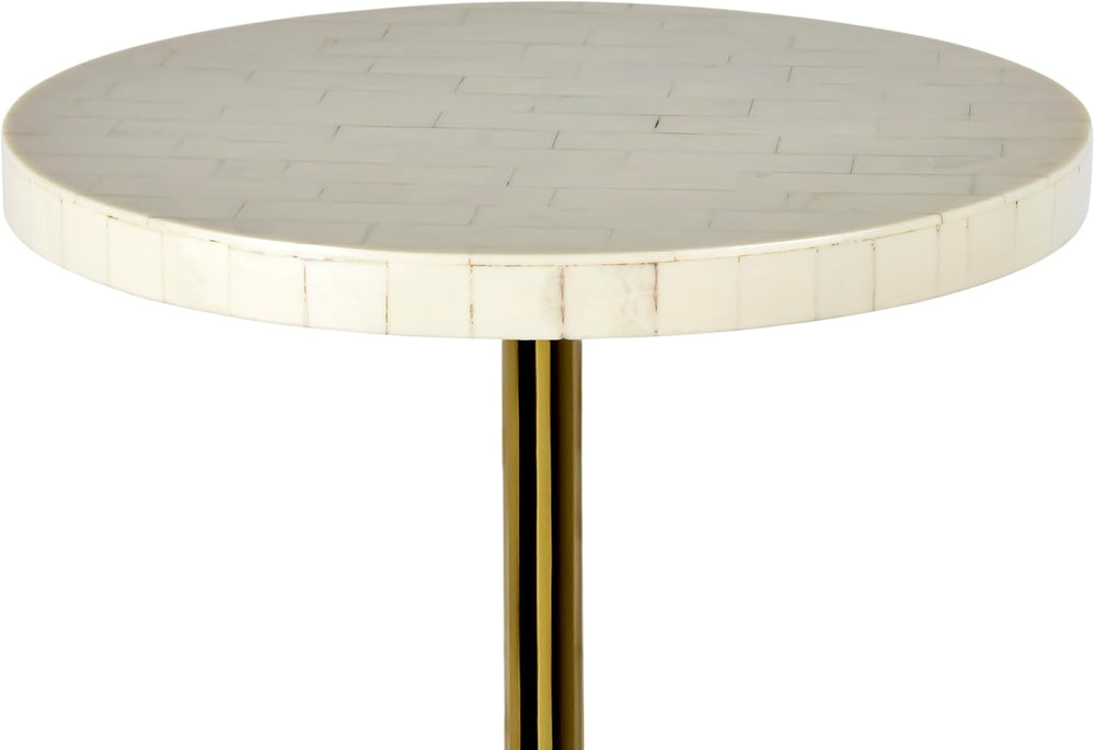 JONATHAN Y Evelyn 26" Round Mosaic Top Pedestal Drink Table, Cream/Gold ...