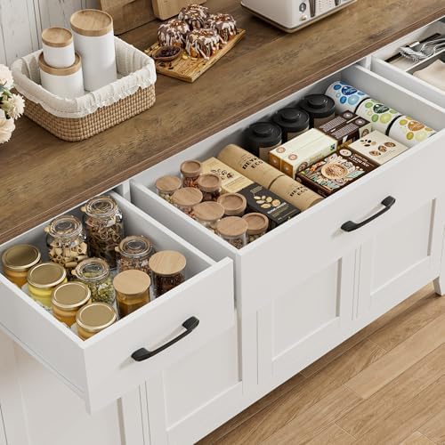 HORSTORS 55" W Buffet Cabinet with Storage, Kitchen Storage Cabinet, White