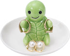 Cute Turtle Ring Holder Dish, Ceramic Jewelry Holder Preppy Room Decor, Turtle Gifts for Women Birthday Christmas Wedding