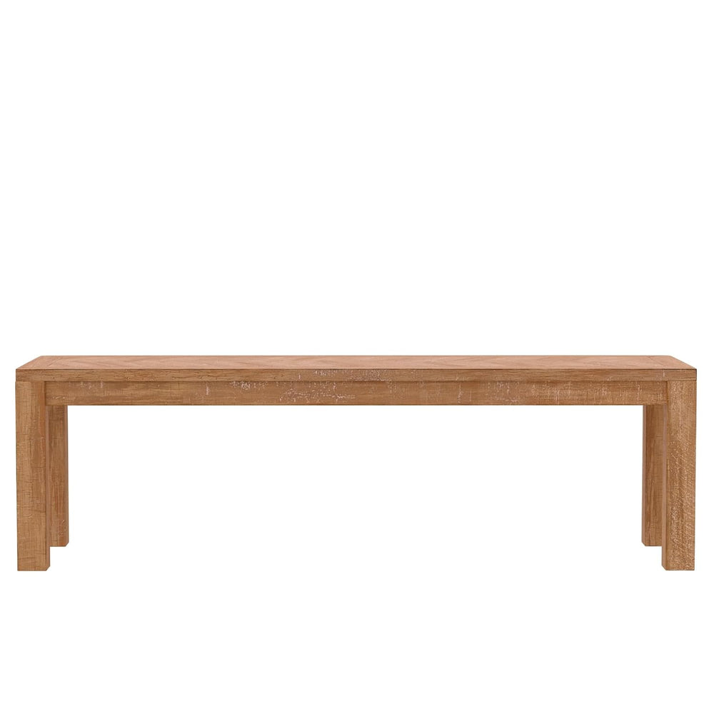 Aiden Solid Pine and Plywood Dining Bench, Weathered Natural