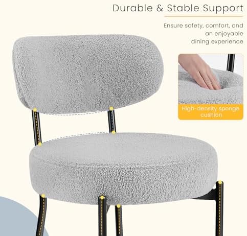 DUMOS Dining Chairs Set of 4, Mid Century Modern Chair Round Upholstered Curv...