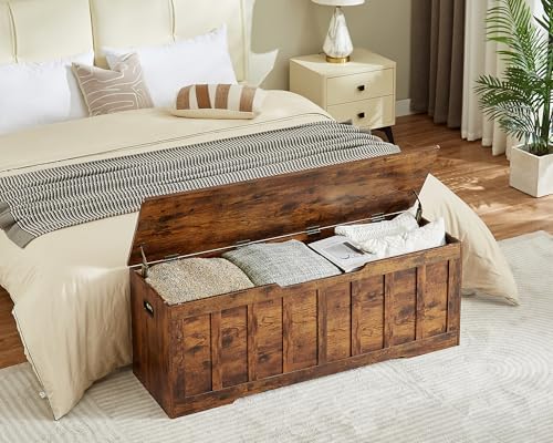 VANKILEY 51.2" Storage Chest Extra Large,Wooden Storage Bench,Rustic Bro...