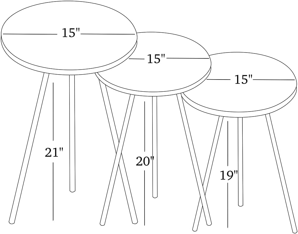 Set of 3 Nesting END Tables - Round Stacking Coffee Side Tables for Small Spa...