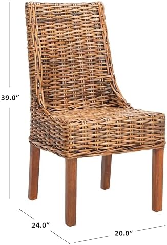 SAFAVIEH Suncoast Wood Accent Chair Set of 2, 20" Brown/Teak Brown FOX6503A