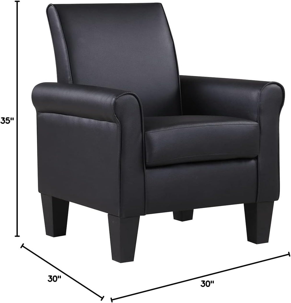 Faux Leather Accent Chair Set of 2, Mid Century Modern Living Room Chair, Uph...