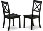 East West Furniture SHBO3-BLK-W 3 Piece Dining Room Furniture Set Contains a Round Kitchen Table with Pedestal and 2 Dining Chairs, 42x42 Inch, Black