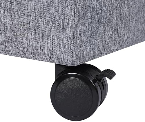 Homebeez 18" Square Storage Ottoman with Wheels, Tufted Linen Cube | Rol...
