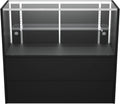 WISDOMFUR 4-Foot Display Showcase with LED Lighting – 48" L x 18" W x 38" H, Adjustable Glass Shelf, Locking Sliding Doors, Melamine Finish – Black Retail Display Cabinet