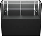 WISDOMFUR 4-Foot Display Showcase with LED Lighting – 48" L x 18" W x 38" H, Adjustable Glass Shelf, Locking Sliding Doors, Melamine Finish – Black Retail Display Cabinet