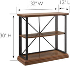 Leick Home Finnick Mixed Metal Bookshelf, Wood, Gray Steel, 2 Shelves, Easy Assembly, Freestanding Bookcase for Living Room or Office, Industrial Design, 32 in W x 30 in H x 12 in D, Item 11832-WLGM
