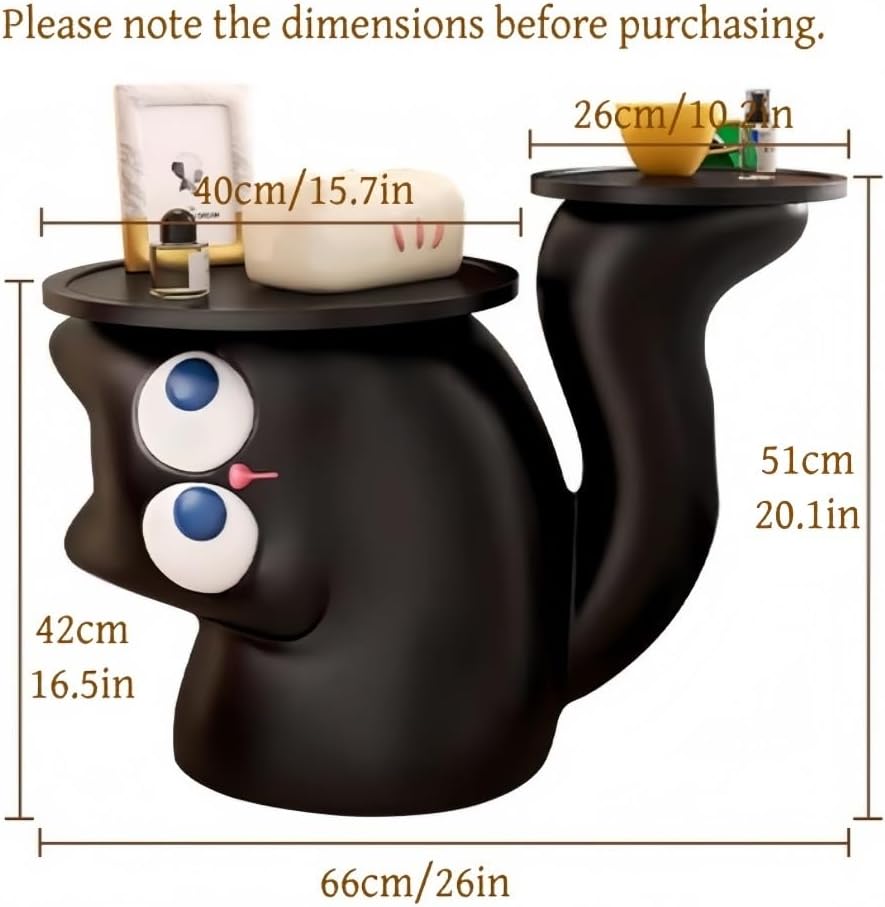 Creative Resin Side Table, Cartoon Night Stand with Double Tabletop, Irregula...