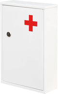 Wall Mount Locking Medicine Cabinet Organizer, Medicine Lock Box with Key, First Aid Box Empty Wall Cabinet, Secure Steel Medication Box