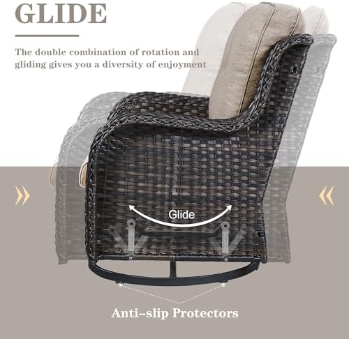 Belord Wicker Outdoor Furniture Patio Furniture Set - 6 Piece Patio Conversat...