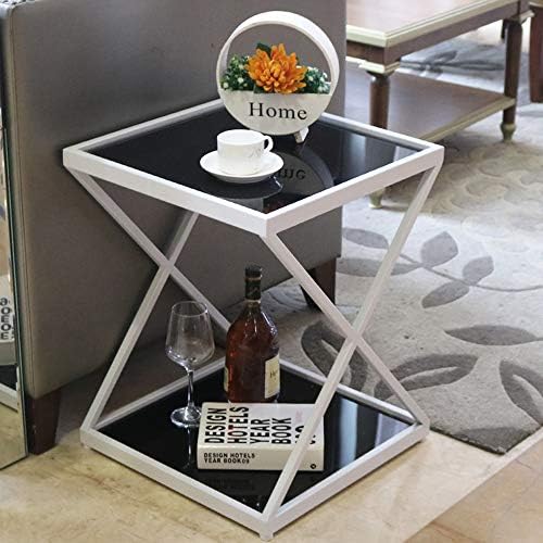 Telephone Table, 2 Tier Tempered Glass Sofa Side Table Living Room Iron Art C...