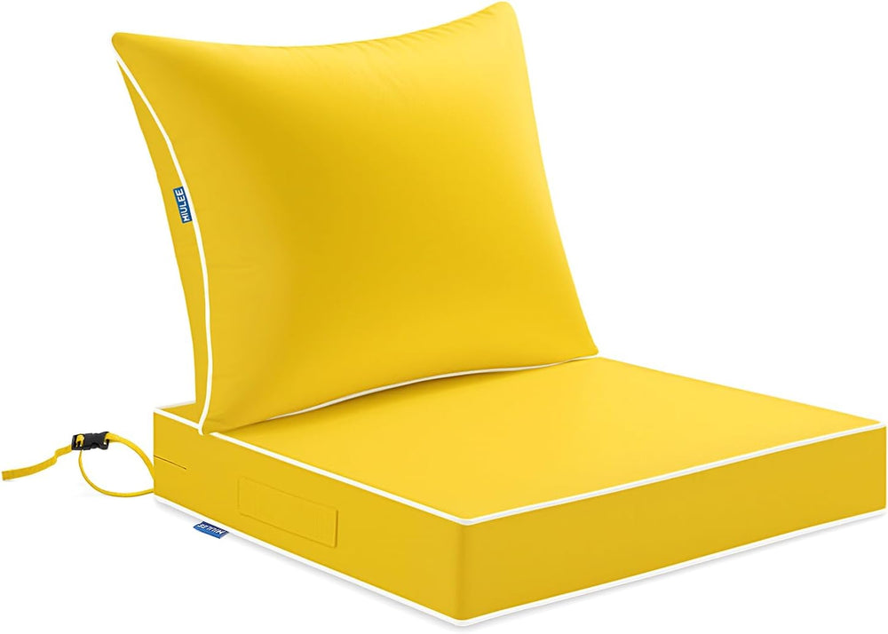 MIULEE Yellow Outdoor Seat Cushion 22x24 Inch Waterproof Cushion