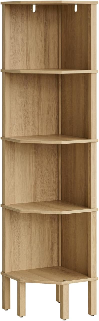 Corner Shelf, 5 Tier Corner Bookshelf, Display Corner Shelf Stand with Storag...