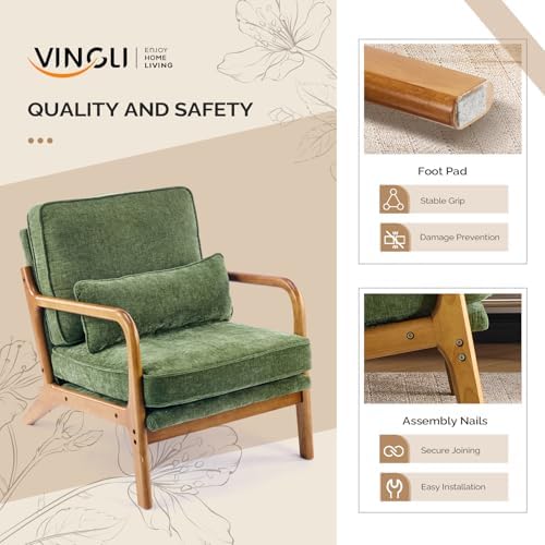 VINGLI Chenille Mid-Century Modern Accent Chair, Cute Reading Arm Chair with ...