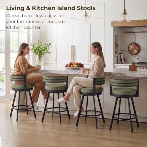 Flouki Swivel Counter Height Bar Stools Set of 2, Upholstered 26.6" Mode...