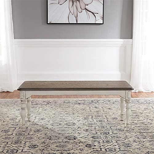 Liberty Furniture Industries Magnolia Manor Dining Bench (RTA), Antique White
