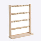 4 Layers of Wooden Display Eacks With Hooks for Necklaces. Rings, Earrings, Bracelets, And Other Jewelry Storage Display Rack