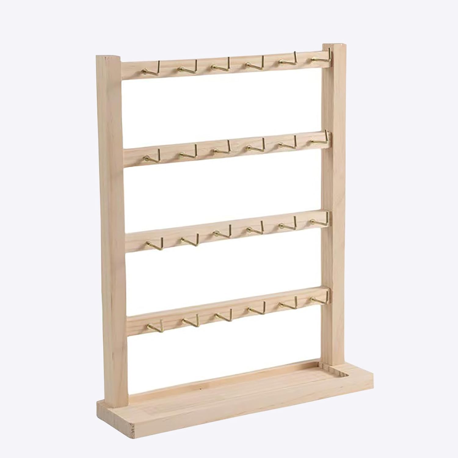 4 Layers of Wooden Display Eacks With Hooks for Necklaces. Rings, Earrings, Bracelets, And Other Jewelry Storage Display Rack