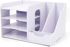 SONGWAY File Organizer for Desk - 4 Tier Vertical and Horizontal Document Holder, File Sorter, A4 Paper Storage Holder, Desktop Organizer for Home Office School Decoration, White