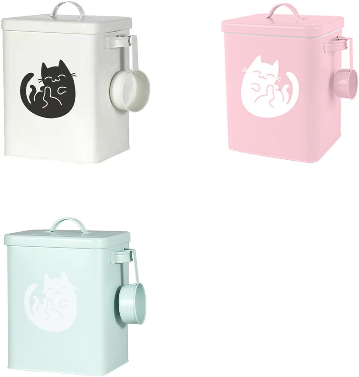 Dog and Cat Food Storage Container 6L, Cute Pet Food Storage Containers with Lids Airtight, Metal Cat Food Bin with Measuring Cup, Durable Airtight Cat Food Container for Pet Owners(#2)