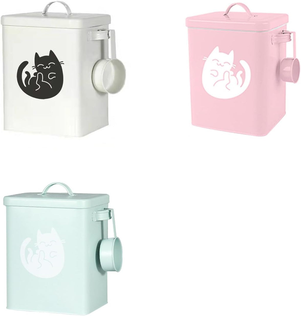 Dog and Cat Food Storage Container 6L, Cute Pet Food Storage Containers with Lids Airtight, Metal Cat Food Bin with Measuring Cup, Durable Airtight Cat Food Container for Pet Owners(#3)