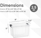 Superio Storage Bins with Lids- 6 Pack, 2.5 Qt Clear Boxes for Organizing, Stackable Plastic Containers- BPA Free, Non-Toxic, Odor Free, Organizer for Home, Office, Dorm