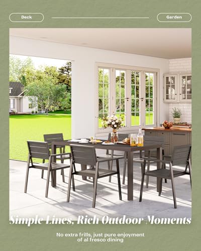 Vexwalx Outdoor Dining Set, Aluminum Dining Table Set for 6, Patio Table and ...