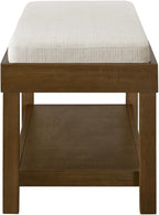 24KF Large Rectangular Storage Bench,Upholstered Seat Cushion,Ottoman Coffee Table with Beige Removable Cushion for Living Room,Entryway Bench Bed Bench with Solid Wood Shelf,5069-Beige