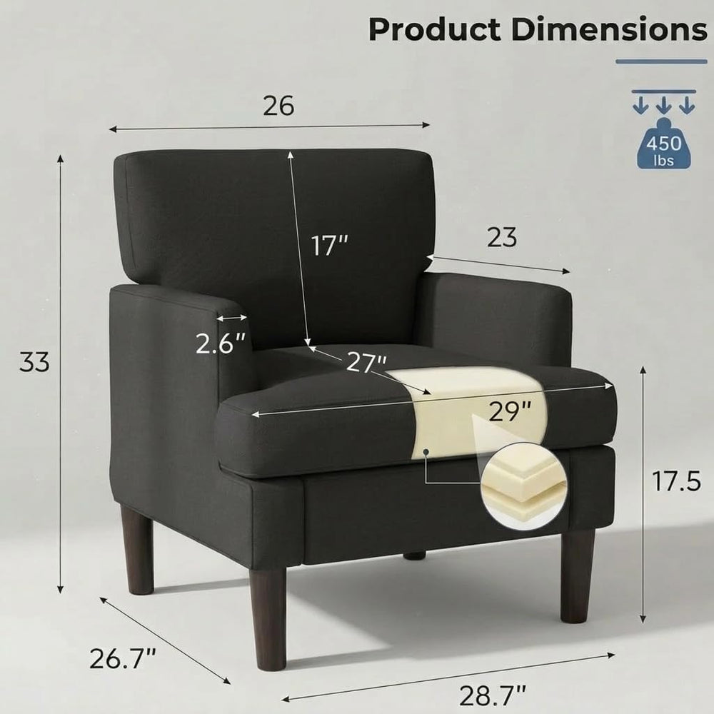 Kromax Accent Chair for Living Room, No Screws Assembly Required, Black