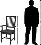IC International Concepts Mission Side Chair with Arms Solid Parawood, Box Seat Construction, Kitchen/Dining, 22"W x 21"D x 39"H, 225 Lbs Wt. Capacity, DIY, Paint/Stain In Any Color, Unfinished
