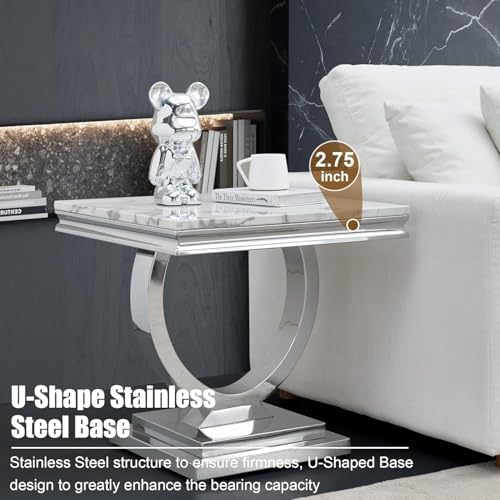Marble Coffee Table Set of 3, Includes 1 Coffee Table with 2 Square End Side ...